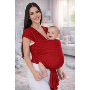Imagem de Baby Sling Wrap Mamãe Canguru – Confortável, Ergonômico, Tecido Malha Gel 100% Poliéster – Prático de Lavar – Uso Diário (VERMELHO)