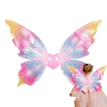 Imagem de Asas de borboleta em movimento elétrico, asas de fada elétricas para meninas, Role Playing Asas de LED, Asas elétricas brilhantes de borboleta movendo-se com música para crianças de 4 anos ou mais