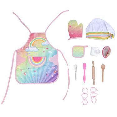 Imagem de Ainoli Kids Baking Chef Set Avental Forno Luva Cooking Chef Dress Up Role Play Cozinha Brinquedos