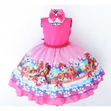 Imagem de Vestido  Infantil Patrulha Canina Rosa Luxo E Tiara - Pingo de Gente B
