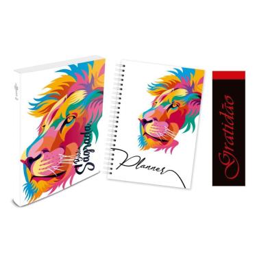 Imagem de Kit Leão Color - Planner + Bíblia Branca Brochura NTLH + Marca Página