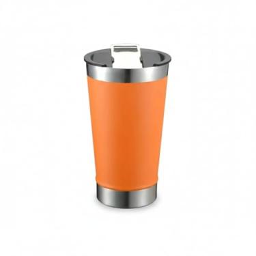 Imagem de Copo Térmico Inox 473ml com Tampa Caneca Isolada Bebida Quente Fria Portátil(LARANJA)