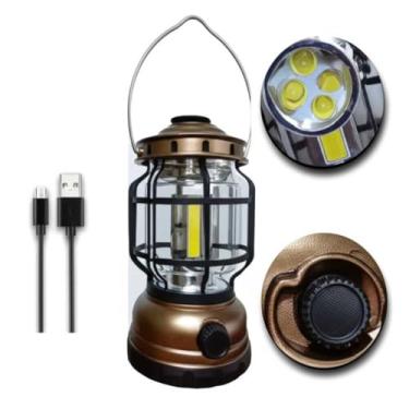 Imagem de Lanterna de Acampamento Vintage LED Recarregável USB | Luminária Retrô à Prova d’Água para Camping, Pesca e Emergência | Lâmpada de Pendurar com Alça Portátil e Brilho Ajustável | Design Clássico