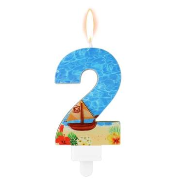 Imagem de Vela com número de aniversário, tema de praia, vela de festa de aniversário, barco à vela, decoração de festa de aniversário, parafina, número do mar, velas para topo de bolo para festa de casamento e