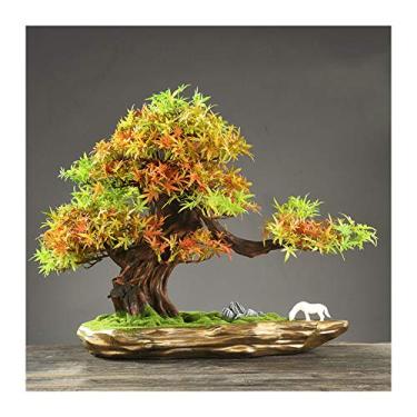 Imagem de Bonsai artificial de plantas artificiais, bonsai artificial, bonsai para casa, escritório, decoração interna, vasos de plantas, plantas de casa Feng Shui, decoração para casa, cozinha, escritório