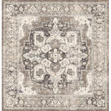 Imagem de YOUFORTONG Tapete quadrado lavável 20 x 20 cm: tapetes grandes vintage para sala de estar quarto berçário tapete antiderrapante macio fino resistente a manchas tapete decorativo para sala de jantar