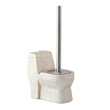 Imagem de Escova de vaso sanitário de cerâmica feita à mão, escova de vaso sanitário de aço inoxidável com cabo longo, escova de limpeza criativa para vaso sanitário, conjunto de escova de vaso sanitário e