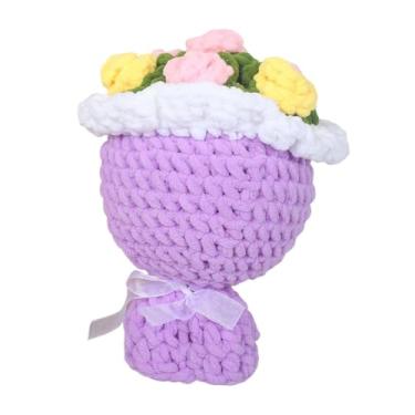 Imagem de Generic Buquê de flores tricotadas, flores artificiais, decoração para casa e escritório, de crochê, presente para o Dia dos Namorados, aniversário e Dia de, Roxo