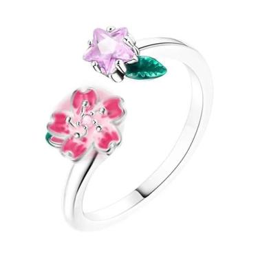 Imagem de Anéis De Flor Em Forma De Borboleta De Zircônia Azul 925 Prata Para Mu