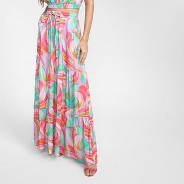 Imagem de Saia Longa Mercatto Estampada Cintura Alta-Feminino