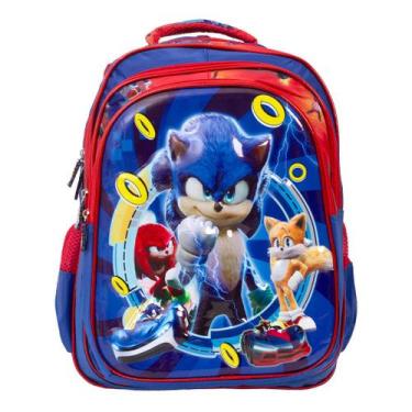 Imagem de Mochila Infantil Grande Sonic Costas Resistente Lançamento - TOYS 2U