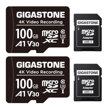 Imagem de GIGASTONE Pacote com 2 cartões micro SD de 100 GB, gravação de vídeo A1 V30 4K, compatível com câmera de segurança, câmera de painel, drone, cartão de memória microSDXC de 100 MB/s UHS-I, com