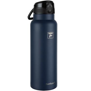 Imagem de Fanhaw Garrafa de água isolada de aço inoxidável de 1,134 g com tampa – boca larga, à prova de vazamento, livre de BPA – ideal para crianças, adultos, esportes, academia e uso ao ar livre (azul