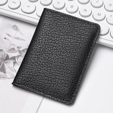 Imagem de Carteira masculina fina com bolso frontal – 6 compartimentos para cartão e 2 bolsos para licença, ultra fina de poliuretano de 0,5 cm, dobra dupla, 90 g, Preto, Clássico
