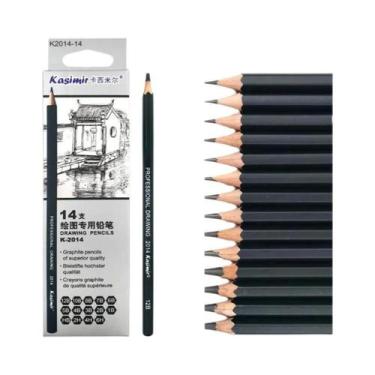 Imagem de Conjunto Profissional De 14 Lápis De Desenho E Esboço HB 2B 6H 4H 2H 3