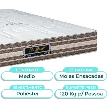 Imagem de Cama Box Bau + Colchão Casal Molas Ensacadas Legriff Sankonfort