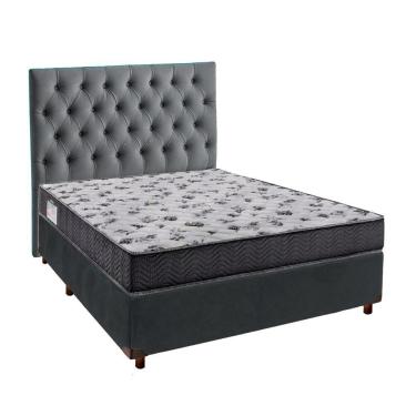 Imagem de Cama + Box Cinza E Colchão Ortobom D33 Casal - Iso100 + Cabeceira