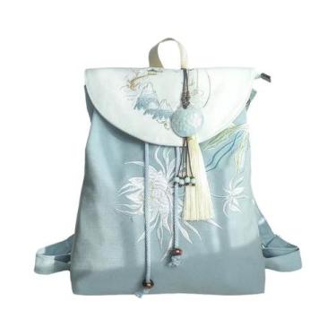 Imagem de Mochila De Lona Artesanal Estilo Chinês Retrô De 15 Polegadas Com Bord