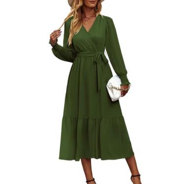 Imagem de Vestido PRETTYGARDEN Maxi Envelope Decote V Manga Longa XXL