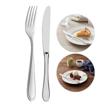 Imagem de Jogo 12 Garfos E 12 Facas De Sobremesa Prata Inox Em Casa Tem Linha Bronze