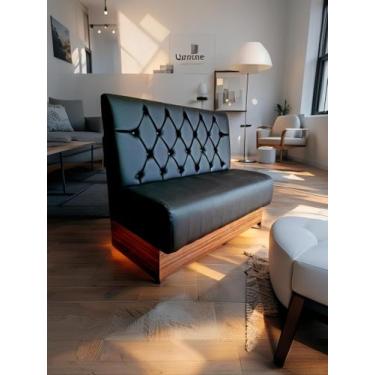 Imagem de Poltrona sofá booth luxo preto base amadeirado - O REI DAS POLTRONAS