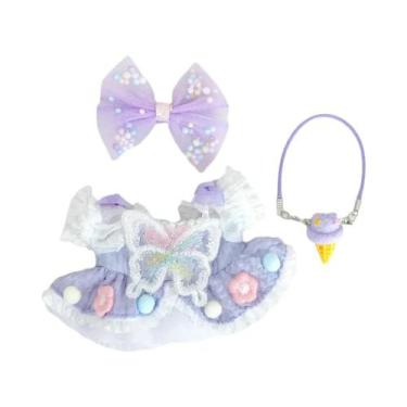 Imagem de Vestido Roxo Com Laço Para Boneca De Vinil Labubu De 15-17cm, Acessóri