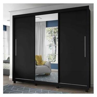 Imagem de Guarda Roupas Royale 3pts Correr 4gav Preto Acetinado/Preto Acetina/Ma