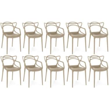 Imagem de Kit 10 Cadeiras de Jantar Allegra Prática Empilhável - Nude - Magazine