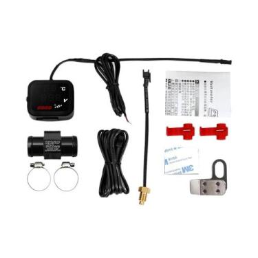 Imagem de Medidor Digital LCD 3 Em 1 À Prova d'Água Para Moto Com Temperatura Da