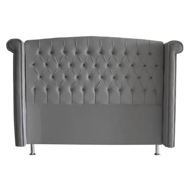 Imagem de Cabeceira Cama Box Luxo Queen Madeira Eucalipto Suede Prata Do Lar Móveis e Decoração