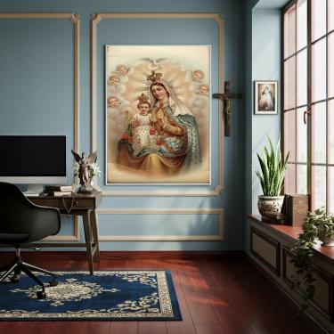 Imagem de Quadro Nossa Senhora do Carmo Segura Menino Jesus - 70x50cm