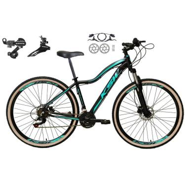 Imagem de Bicicleta Feminina Aro 29 Ksw Mwza Alumínio 24v Câmbios Shimano Freio a Disco Garfo Suspensão - Preto/Azul