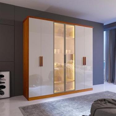 Imagem de Guarda-Roupa Puma Reflecta 100% MDF 6 Portas Bom Pastor, Naturale/OFF