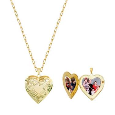 Imagem de Colar de coração amore relicário folheado a ouro 18k - PIUKA, Dourado,