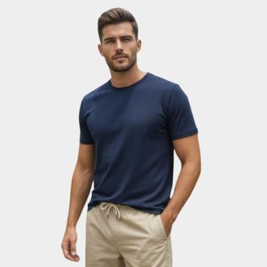 Imagem de Camiseta Masculina 100% Algodão Básica Premium Medson Cor:MarinhoTaman