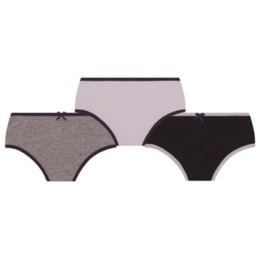 Imagem de Calcinha Lobinha Infantil Básica 18101-089 C/3, Branco, Cinza, Marinho