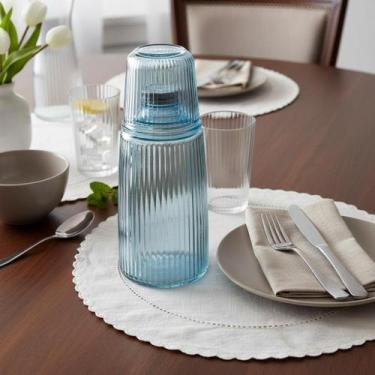 Imagem de Moringa Com 1 Litro De Vidro Canelado Com Copo Tiana Color - Hauskraft