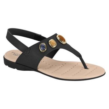 Imagem de Sandália Feminina Modare Rasteira Com Pedrarias Ortopédica e Calce Fác