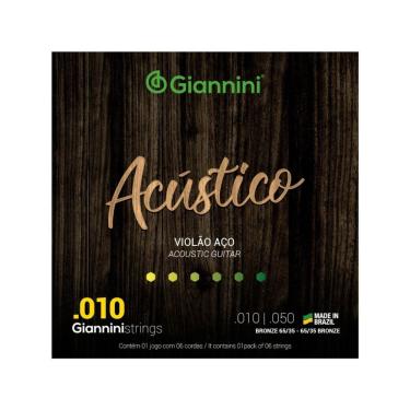 Imagem de Encordoamento Para Violão Aço Acústico 6 Cordas .010  Bronze Geswam