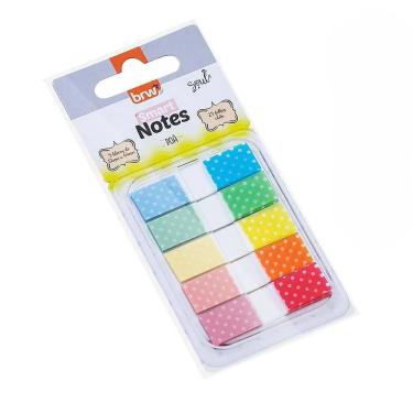 Imagem de Notas Adesivas BRW Smart Notes Poá 5 Cores Adesivo de Alta Qualidade 12X44MM Bloco com 125 Folhas Poá