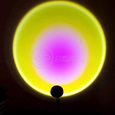 Imagem de Mini Ring Light Sunset Projetor Smart Tech Sol para Projeção Decorativa com Cabeça Ajustável USB 5V Amarelo