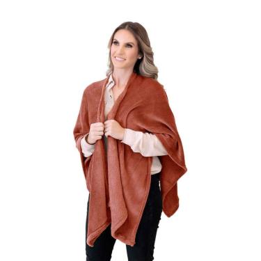Imagem de Xale Juma Enxovais Nevada em Fleece 100% Poliéster 1,25M X 70CM Bege Feminino