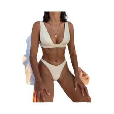 Imagem de Conjunto De Biquíni Sexy Feminino Com Decote Em V, Sólido, 2023, Cintu
