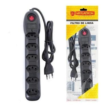 Imagem de Filtro de linha bivolt -- Megatron -- 6 tomadas -- chave liga/desliga 
