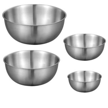 Imagem de Tigela Inox Bowl Bacia Cumbuca Kit 4 uni Receita Preparo Multiuso Vers