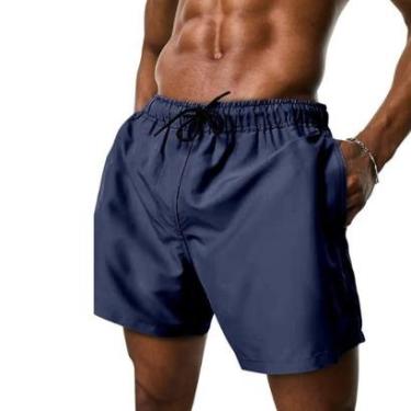 Imagem de Short Tactel Masculino Praia Liso com Bolsos Cós Elástico Cordão Ajustável-Masculino