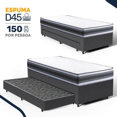 Imagem de Cama Box com Colchão de Espuma D45 Double Face Territory Hellen + Auxiliar de Molas Uni...