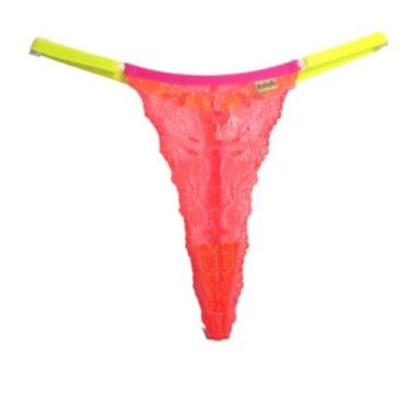 Imagem de Calcinha Fio Dental Cléo Plus Size em Renda Neon - Lingerie Sensualle,