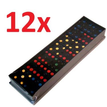 Imagem de Kit 12x jogo dominópreto clássico lembrancinha pontos coloridos - Ozzy