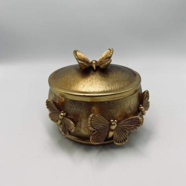 Imagem de Porta Joias Bee Happy Dourado com Borboletas em Resina 12,5x11x9cm - T